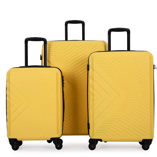Travelhouse 3 Piece Hardside Luggage Set Hardshell Lightweight Suitcase with TSA Lock Spinner Wheels.(yellow)
