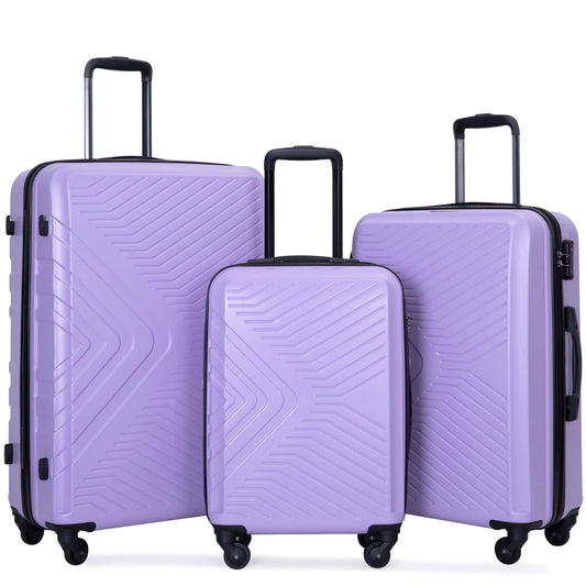 Travelhouse 3 Piece Hardside Luggage Set Hardshell Lightweight Suitcase with TSA Lock Spinner Wheels.(Light Purple)